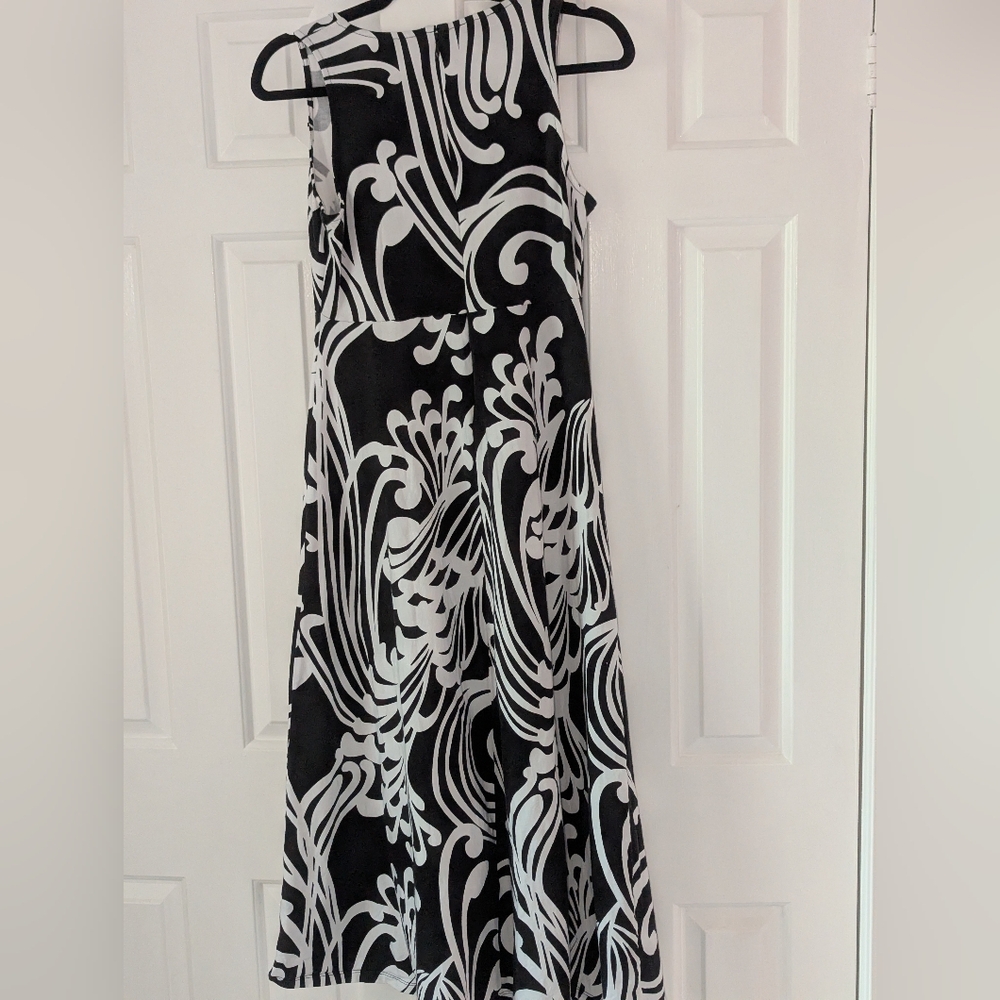 Talbots Black and White Halter A-Line Midi Dress